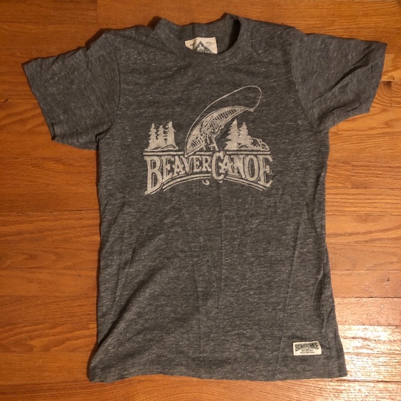 Beaver Canoe logo grey fitted tee / t shirt